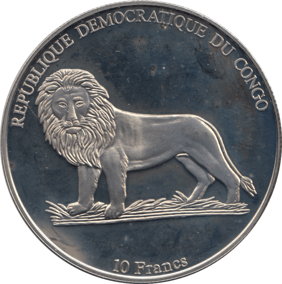 2002 SILVER PROOF TEN FRANCS BELGIAN CONGO - WORLD COINS - Cambridgeshire Coins