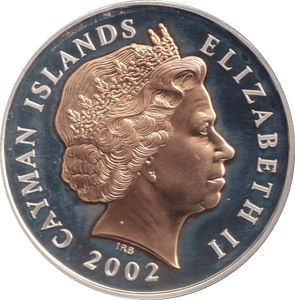 2002 SILVER PROOF TWO DOLLAR CAYMAN ISLANDS - SILVER WORLD COINS - Cambridgeshire Coins