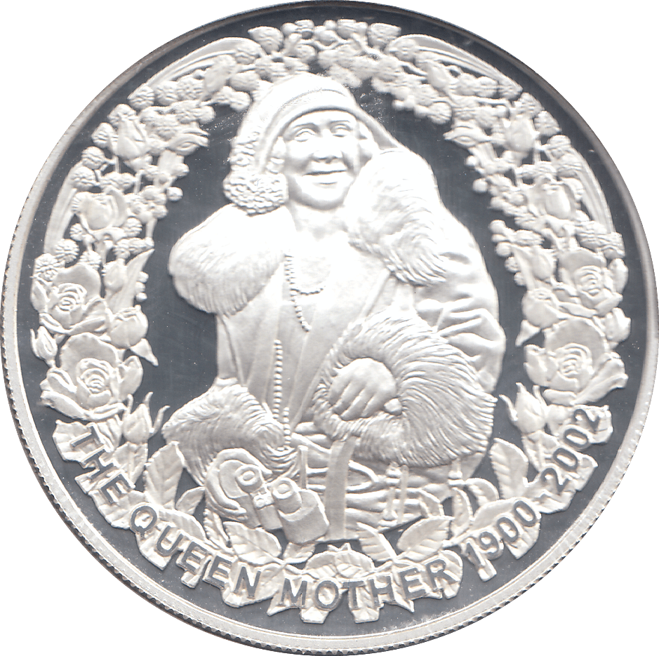 2002 SILVER THE QUEEN MOTHER FIVE DOLLAR ( PROOF ) - SILVER WORLD COINS - Cambridgeshire Coins