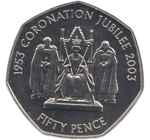 2003 50P QUEEN CORONATION JUBILEE ( BU ) - SILVER WORLD COINS - Cambridgeshire Coins