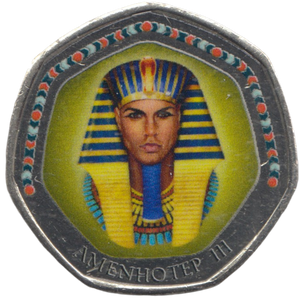 2003 50P SHAPED MEDALLION AMENHOTEP III DISCOVERIES OF EGYPT - 50P SHAPED COIN - Cambridgeshire Coins