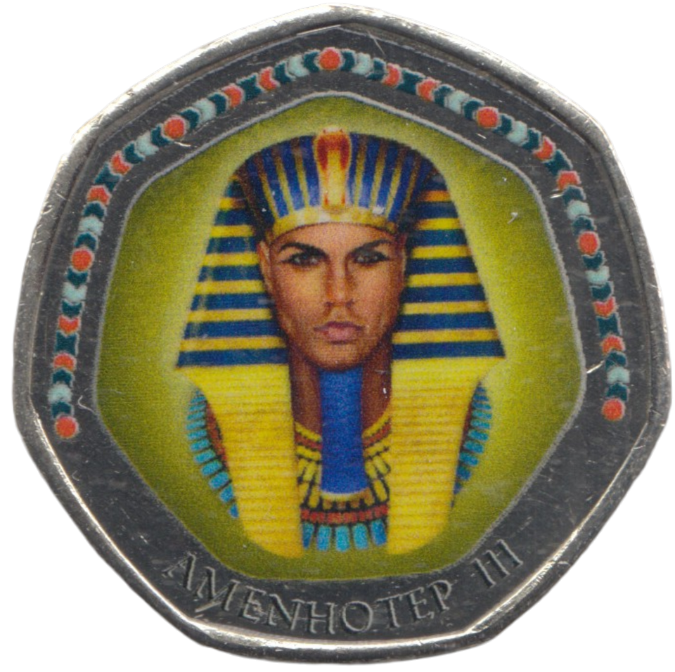 2003 50P SHAPED MEDALLION AMENHOTEP III DISCOVERIES OF EGYPT - 50P SHAPED COIN - Cambridgeshire Coins