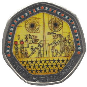 2003 50P SHAPED MEDALLION CEILING OF SENENMUT DISCOVERIES OF EGYPT - 50P SHAPED COIN - Cambridgeshire Coins