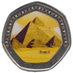 2003 50P SHAPED MEDALLION GREAT PYRAMID OF GIZA DISCOVERIES OF EGYPT - 50P SHAPED COIN - Cambridgeshire Coins