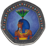2003 50P SHAPED MEDALLION NEFERTUM - GOD OF THE LOTUS BLOSOM DISCOVERIES OF EGYPT - 50P SHAPED COIN - Cambridgeshire Coins