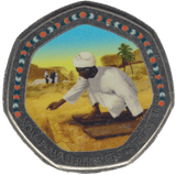 2003 50P SHAPED MEDALLION NOV 4TH: WATERBOY FINDS THE STEP DISCOVERIES OF EGYPT - 50P SHAPED COIN - Cambridgeshire Coins