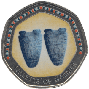 2003 50P SHAPED MEDALLION PALETTE OF NARMER DISCOVERIES OF EGYPT - 50P SHAPED COIN - Cambridgeshire Coins