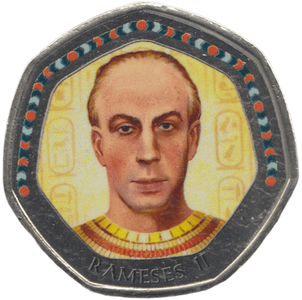2003 50P SHAPED MEDALLION RAMESES II DISCOVERIES OF EGYPT - 50P SHAPED COIN - Cambridgeshire Coins