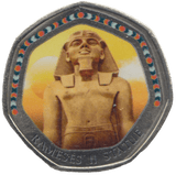 2003 50P SHAPED MEDALLION RAMSES II STATUE DISCOVERIES OF EGYPT - 50P SHAPED COIN - Cambridgeshire Coins