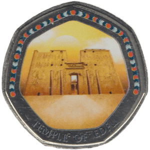 2003 50P SHAPED MEDALLION TEMPLE OF EDFU DISCOVERIES OF EGYPT - 50P SHAPED COIN - Cambridgeshire Coins