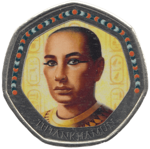 2003 50P SHAPED MEDALLION TUTANKHAMUN DISCOVERIES OF EGYPT - 50P SHAPED COIN - Cambridgeshire Coins