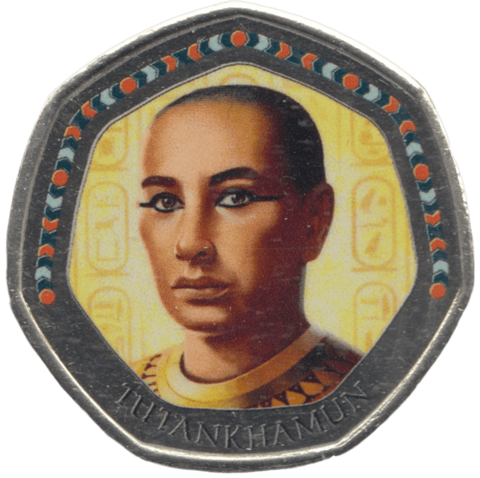 2003 50P SHAPED MEDALLION TUTANKHAMUN DISCOVERIES OF EGYPT - 50P SHAPED COIN - Cambridgeshire Coins