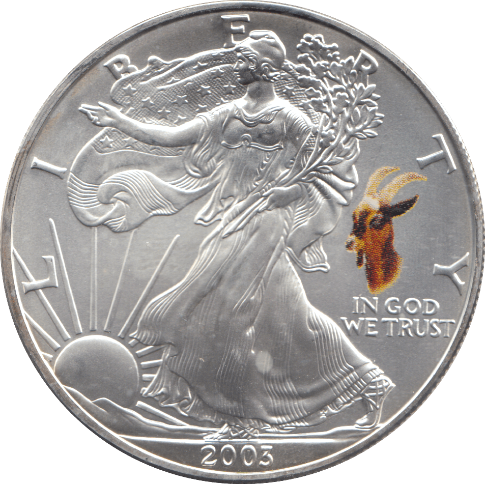 2003 AMERICAN EAGLE SILVER DOLLAR 1 OZ FINE SILVER USA GOAT PRIVY MARK - SILVER WORLD COINS - Cambridgeshire Coins