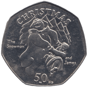 2003 CHRISTMAS 50P SNOWMAN ISLE OF MAN ( UNC ) 'BB' - 50P CHRISTMAS COINS - Cambridgeshire Coins