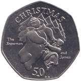 2003 CHRISTMAS 50P SNOWMAN & JAMES ISLE OF MAN ( PROOF ) BB - 50P REGIONAL ISSUES - Cambridgeshire Coins