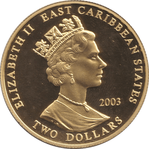 2003 GOLD PLATED 2 DOLLAR EAST CARIBBEAN STATES ROBERT CLIVE - WORLD COINS - Cambridgeshire Coins