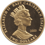 2003 GOLD PLATED 2 DOLLAR EAST CARIBBEAN STATES ROBERT CLIVE - WORLD COINS - Cambridgeshire Coins
