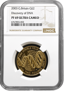 2003 GOLD PROOF £2 DISCOVERY OF DNA NGC PF 69 ULTRA CAMEO - NGC GOLD £2 - Cambridgeshire Coins