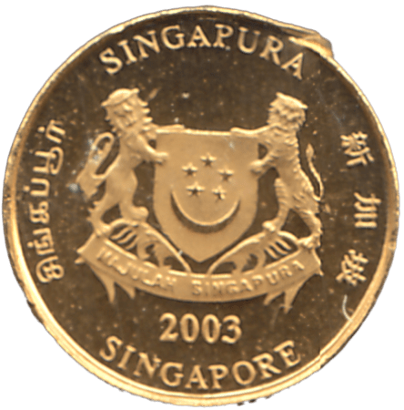 2003 GOLD SINGAPORE ONE DOLLAR ( BU ) - GOLD WORLD COINS - Cambridgeshire Coins