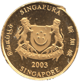 2003 GOLD SINGAPORE ONE DOLLAR ( BU ) - GOLD WORLD COINS - Cambridgeshire Coins