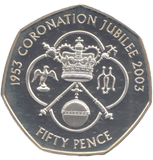 2003 SILVER PROOF 50P CORONATION JUBILEE - 50P Silver Proof - Cambridgeshire Coins
