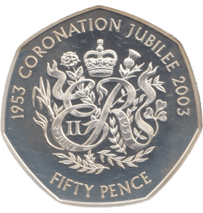 2003 SILVER PROOF 50P CORONATION JUBILEE - 50P Silver Proof - Cambridgeshire Coins