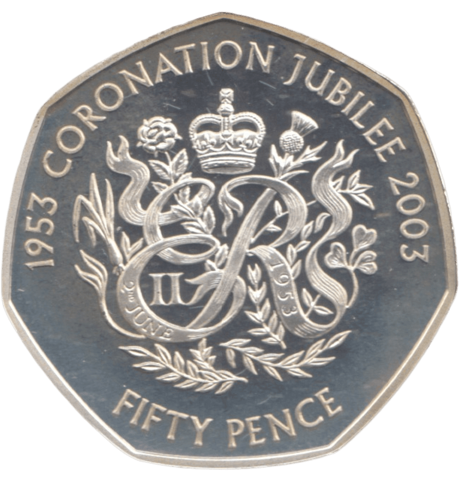 2003 SILVER PROOF 50P CORONATION JUBILEE - 50P Silver Proof - Cambridgeshire Coins
