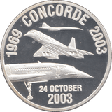 2003 SILVER PROOF CONCORDE LAST SCHEDULED FLIGHT COMMEMORATIVE MEDALLION - SILVER WORLD COINS - Cambridgeshire Coins