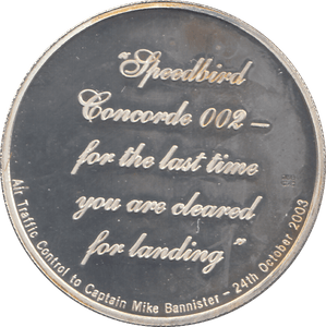 2003 SILVER PROOF CONCORDE LAST SCHEDULED FLIGHT COMMEMORATIVE MEDALLION - SILVER WORLD COINS - Cambridgeshire Coins