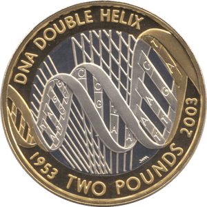2003 SILVER PROOF DNA DOUBLE HELIX TWO POUNDS - SILVER WORLD COINS - Cambridgeshire Coins
