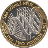 2003 SILVER PROOF DNA DOUBLE HELIX TWO POUNDS - SILVER WORLD COINS - Cambridgeshire Coins