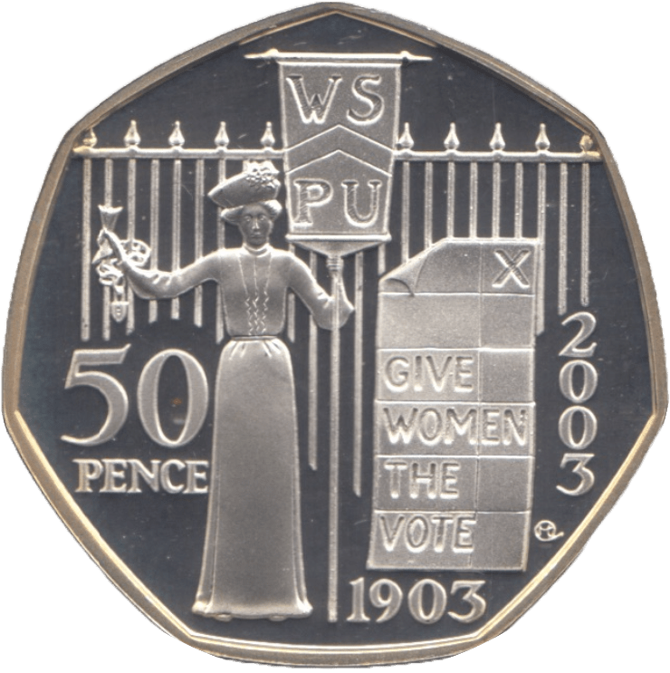 2003 SILVER PROOF FIFTY PENCE SUFFRAGETTE - SILVER WORLD COINS - Cambridgeshire Coins
