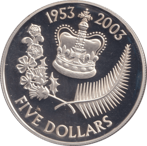 2003 SILVER PROOF FIVE DOLLAR NEW ZEALAND - SILVER WORLD COINS - Cambridgeshire Coins