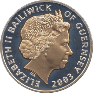 2003 SILVER PROOF FIVE POUNDS GUERNSEY - SILVER WORLD COINS - Cambridgeshire Coins