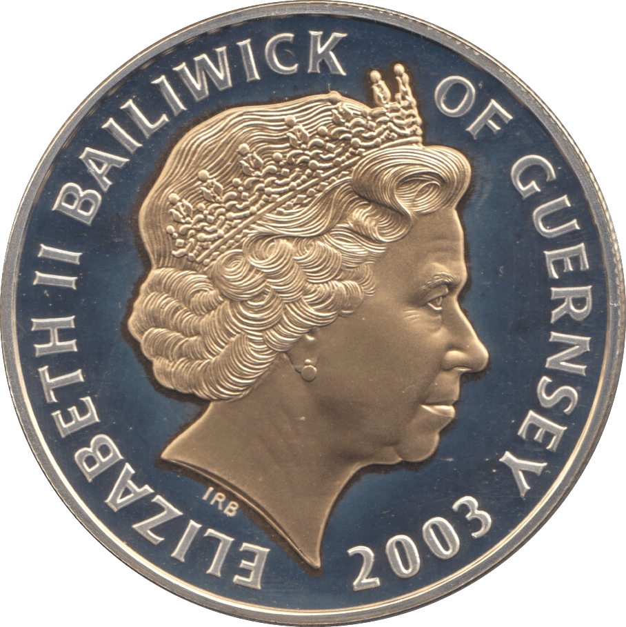 2003 SILVER PROOF FIVE POUNDS GUERNSEY - SILVER WORLD COINS - Cambridgeshire Coins