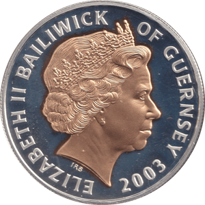 2003 SILVER PROOF FIVE POUNDS GUERNSEY - SILVER WORLD COINS - Cambridgeshire Coins