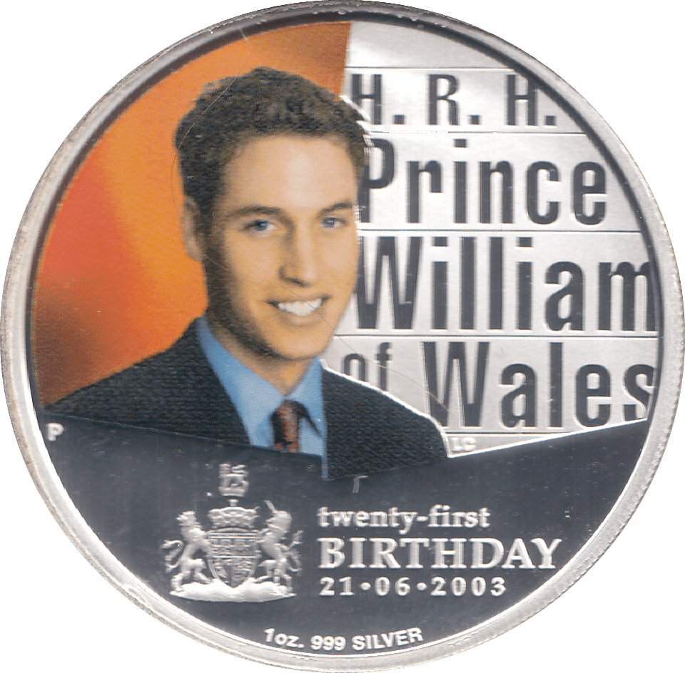 2003 SILVER PROOF ONE DOLLAR 21ST. BDAY PRINCE WILLIAM - Silver Proof - Cambridgeshire Coins