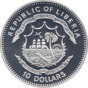 2003 SILVER PROOF TEN DOLLARS LIBERIA - SILVER WORLD COINS - Cambridgeshire Coins