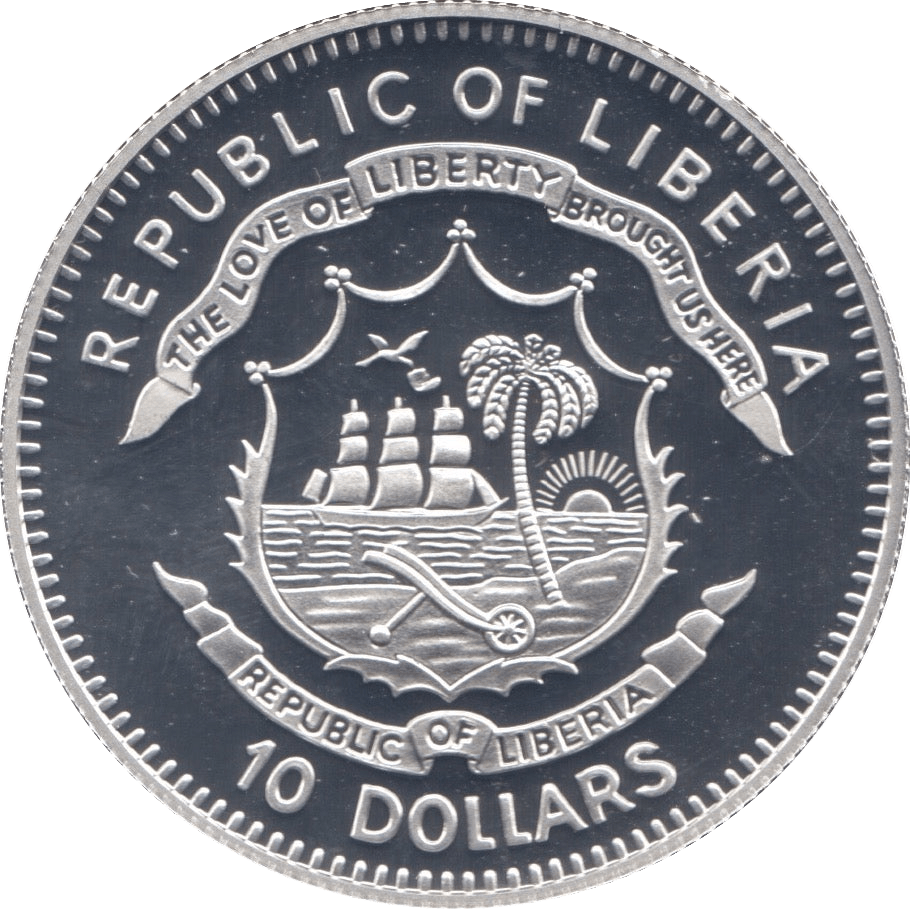 2003 SILVER PROOF TEN DOLLARS LIBERIA - SILVER WORLD COINS - Cambridgeshire Coins