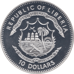 2003 SILVER PROOF TEN DOLLARS LIBERIA - SILVER WORLD COINS - Cambridgeshire Coins