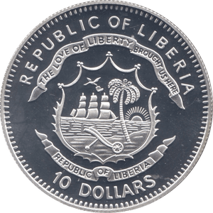 2003 SILVER PROOF TEN DOLLARS LIBERIA - WORLD COINS - Cambridgeshire Coins