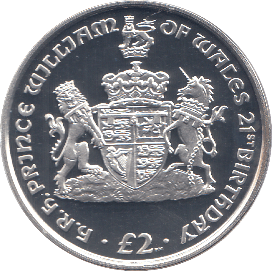 2003 SILVER PROOF TWO POUNDS 21ST BDAY PRINCE WILLIAM - Silver Proof - Cambridgeshire Coins