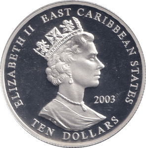 2003 SILVER TEN DOLLARS EAST CARIBBEAN STATES - SILVER WORLD COINS - Cambridgeshire Coins