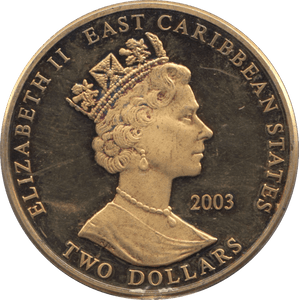 2003 TWO DOLLARS EAST CARIBBEAN STATES - WORLD COINS - Cambridgeshire Coins