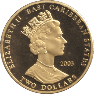 2003 TWO DOLLARS PROOF CARIBBEAN STATES SIR FRANCIS DRAKE - WORLD COINS - Cambridgeshire Coins