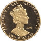 2003 TWO DOLLARS PROOF CARIBBEAN STATES SIR FRANCIS DRAKE - WORLD COINS - Cambridgeshire Coins