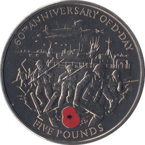 2004 5 POUNDS 60TH ANNIVERSARY D DAY BAILIWICK OF GUERNSEY - WORLD COINS - Cambridgeshire Coins