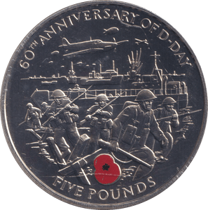 2004 60TH ANNIVERSARY OF D - DAY £5 BAILIWICK OF GUERNSEY BU - WORLD COINS - Cambridgeshire Coins
