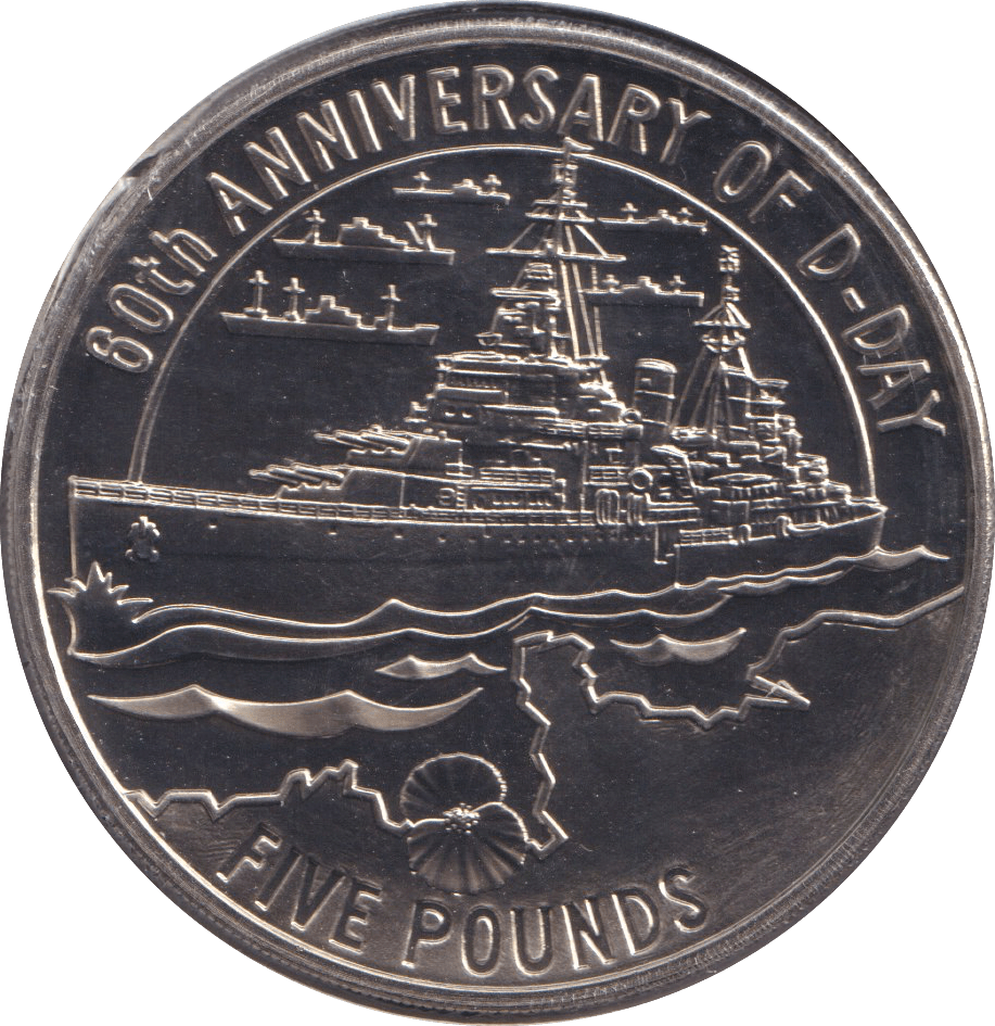 2004 60TH D - DAY ANNIVERSARY FIVE POUNDS ALDERNEY - WORLD COINS - Cambridgeshire Coins