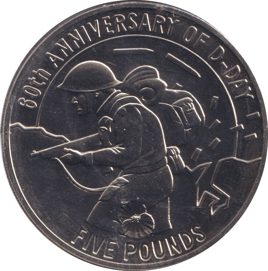 2004 60TH D - DAY ANNIVERSARY FIVE POUNDS GUERNSEY - WORLD COINS - Cambridgeshire Coins